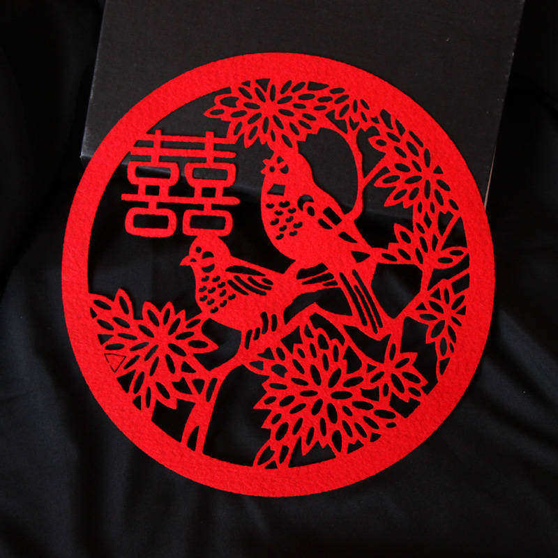 婚礼婚庆结婚用品婚房装饰布置绒布中国风创意卡通红喜字贴窗花贴