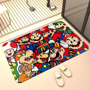超级马里奥浴室吸水垫硅藻泥卫生间速干脚垫门口防滑地垫厕所门垫