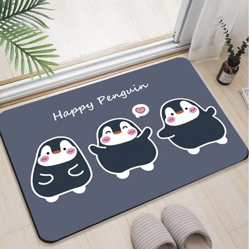 快乐企鹅硅藻泥吸水垫卡通淋浴房脚垫卫生间门口防滑地垫厕所门垫,居家布艺,入户地垫,淘宝优惠券,粉丝福利购,淘宝优惠卷