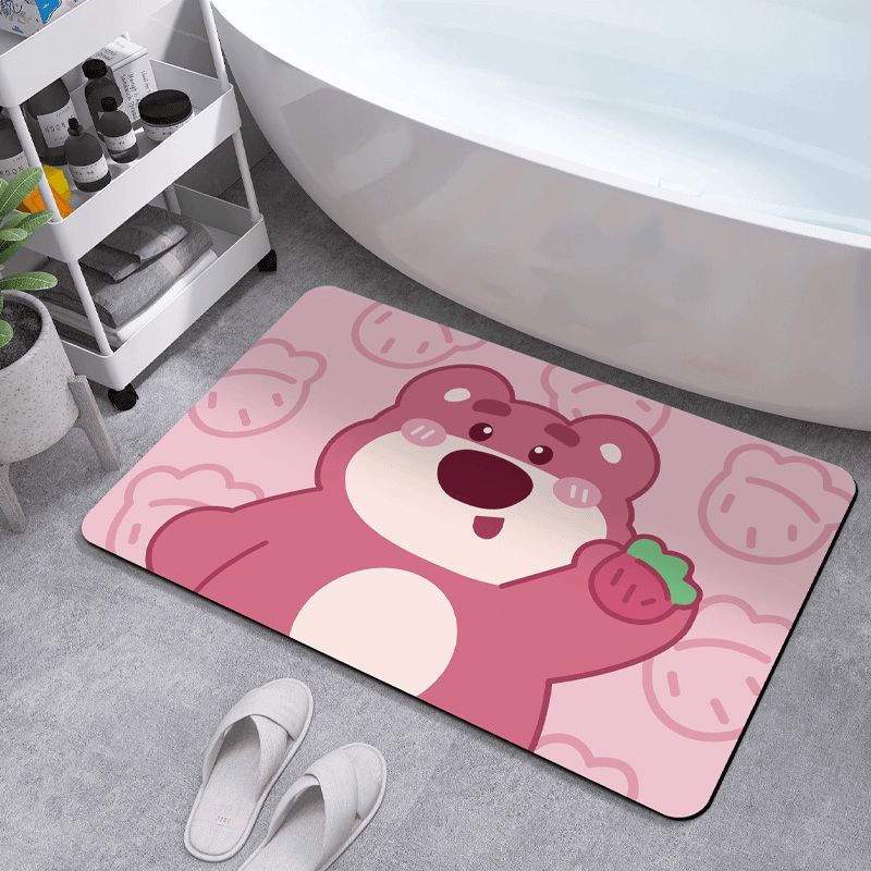 一只草莓熊硅藻泥吸水垫淋浴房脚垫卫生间门口防滑地垫厕所门垫,居家布艺,入户地垫,淘宝优惠券,粉丝福利购,淘宝优惠卷