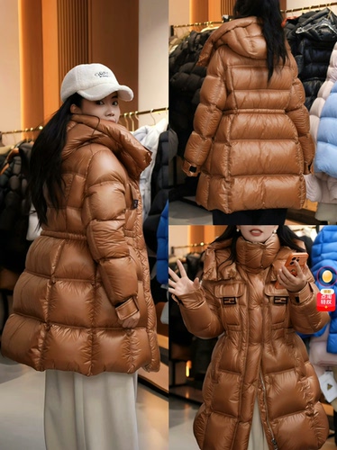 爱马饰修身中长款加厚饥寒鹅绒羽绒服