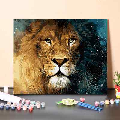 数字油画diy手工填充动物雄狮子王解闷手绘涂色客厅装饰油彩画画