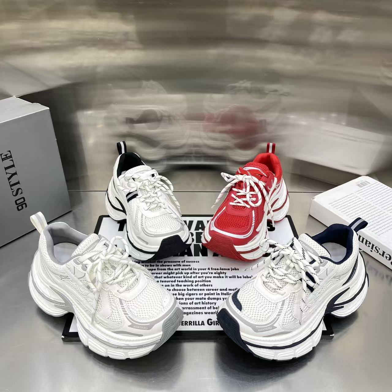 欧货潮品2026早春新款真皮系带厚底老爹鞋舒适洋气增高休闲运动鞋