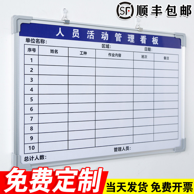 【人员活动管理看板】现货当天发