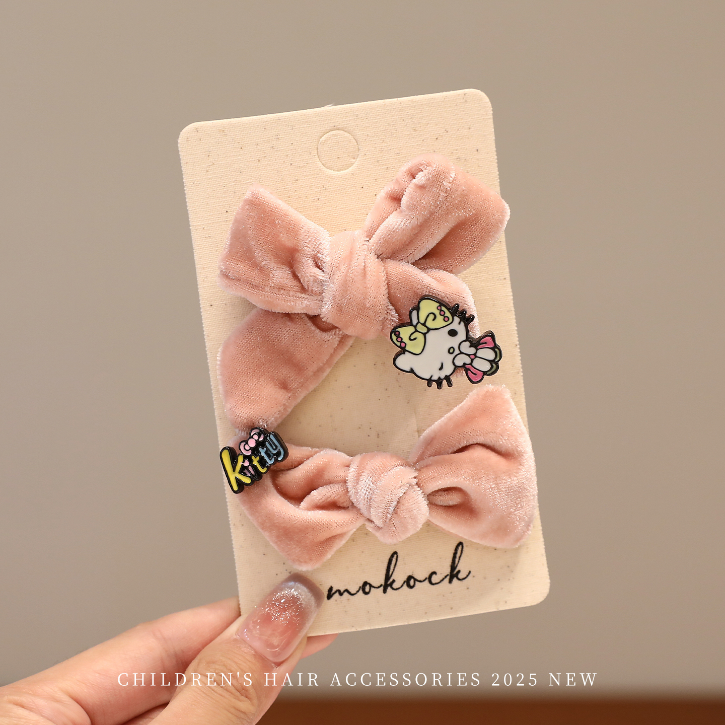 儿童发夹女童2025新款韩系丝绒kt蝴蝶结发卡宝宝头饰女孩夹子发饰