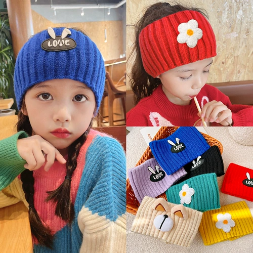 Детская удерживающая тепло трикотажная повязка на голову, ободок с буквами, аксессуар для волос, Южная Корея, коллекция 2022