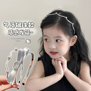 儿童发箍女童高颜值银色珍珠头箍女孩发卡头饰宝宝不勒头发捆发饰