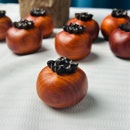 红花梨柿子手把件事事如意