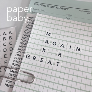paperbaby 英文字母数字拼字游戏方形PVC贴纸 手帐素材