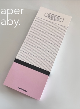 paperbaby 原创复古风粉色与英文格拼接便签本手帐素材