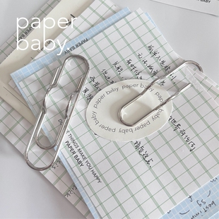 paperbaby 金属大回形针型拍纸本学习纸票据多功能文艺手帐收纳夹
