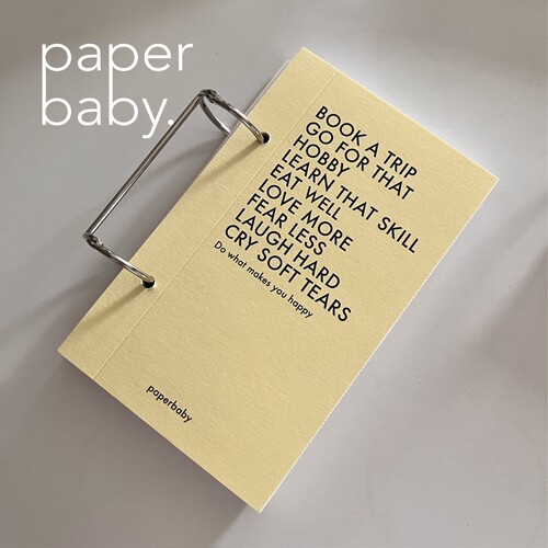 paperbaby极简哲言字母香蕉黄色纯色两孔法文格白纸活页手帐本