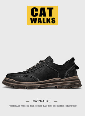 【硬朗质感】休闲皮鞋男2026春季新款黑色大码工装鞋英伦风马丁鞋