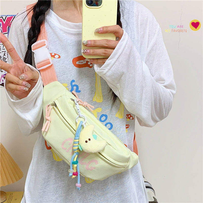 帆布小包包女小清新日系韩版可爱简约单肩包女百搭胸包斜挎包女生