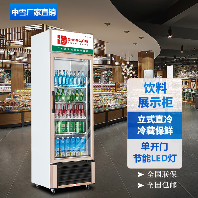 中雪立式冷藏柜展示柜商用冰箱保鲜冰柜玻璃门冷柜直冷饮料柜超市