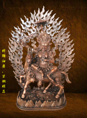 吉祥天母客厅佛堂摆件紫铜