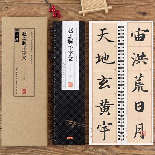 共二册 大字版赵孟俯楷书千字文 6cm单字放大版名家碑帖近距离临摹字卡原帖全文高清修复放大版米字格 赵体赵孟頫楷书毛笔字帖卡