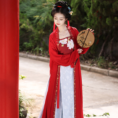 宋制长褙子显高显瘦印金提花汉服