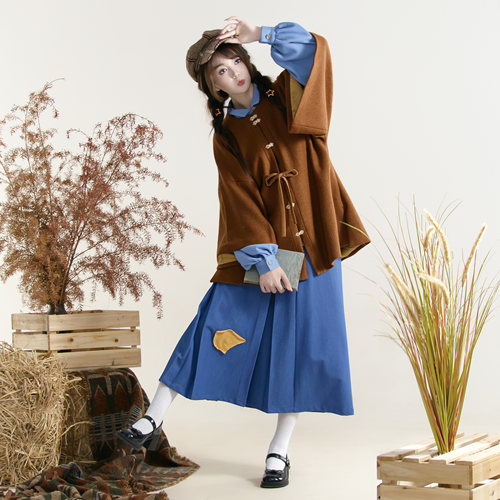 明羊毛呢圆领袄外套百搭秋冬汉服
