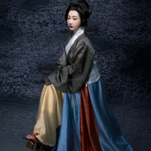 花朝记｜典藏｜复晋花月赋｜其四：玄｜晋制汉服单襦破裙交窬裙