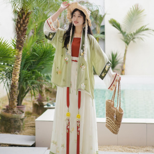 花朝记｜柠檬红茶｜明制日常汉服对穿交叠穿短衫 马面清新春夏女装