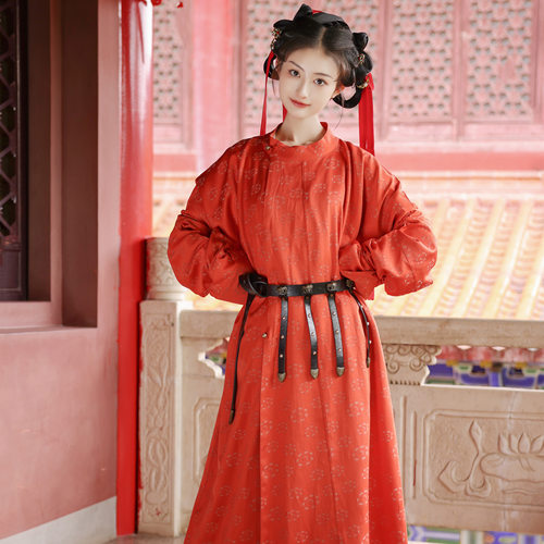 花朝记唐制汉服男女日常暗纹圆领袍