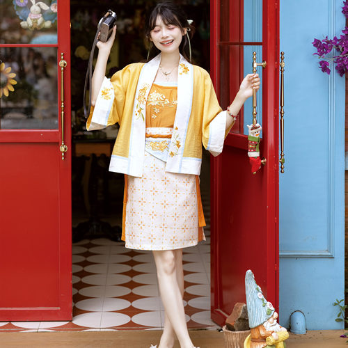 宋制对襟衫旋裙人棉材质日常汉服