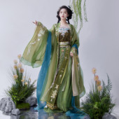 刺绣诃子吊带齐腰裙春夏女装 花朝记｜月光蕉海｜唐风汉服大袖 衫