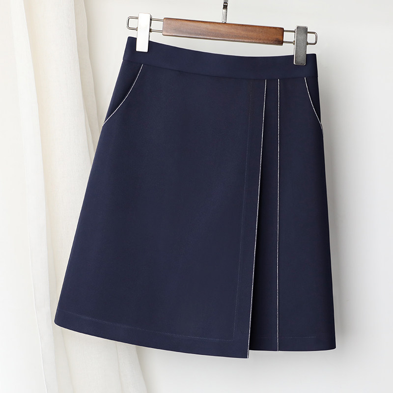 2023春季新款高腰半身裙短裙有口袋a字中裙不规则裙子显瘦工装裙