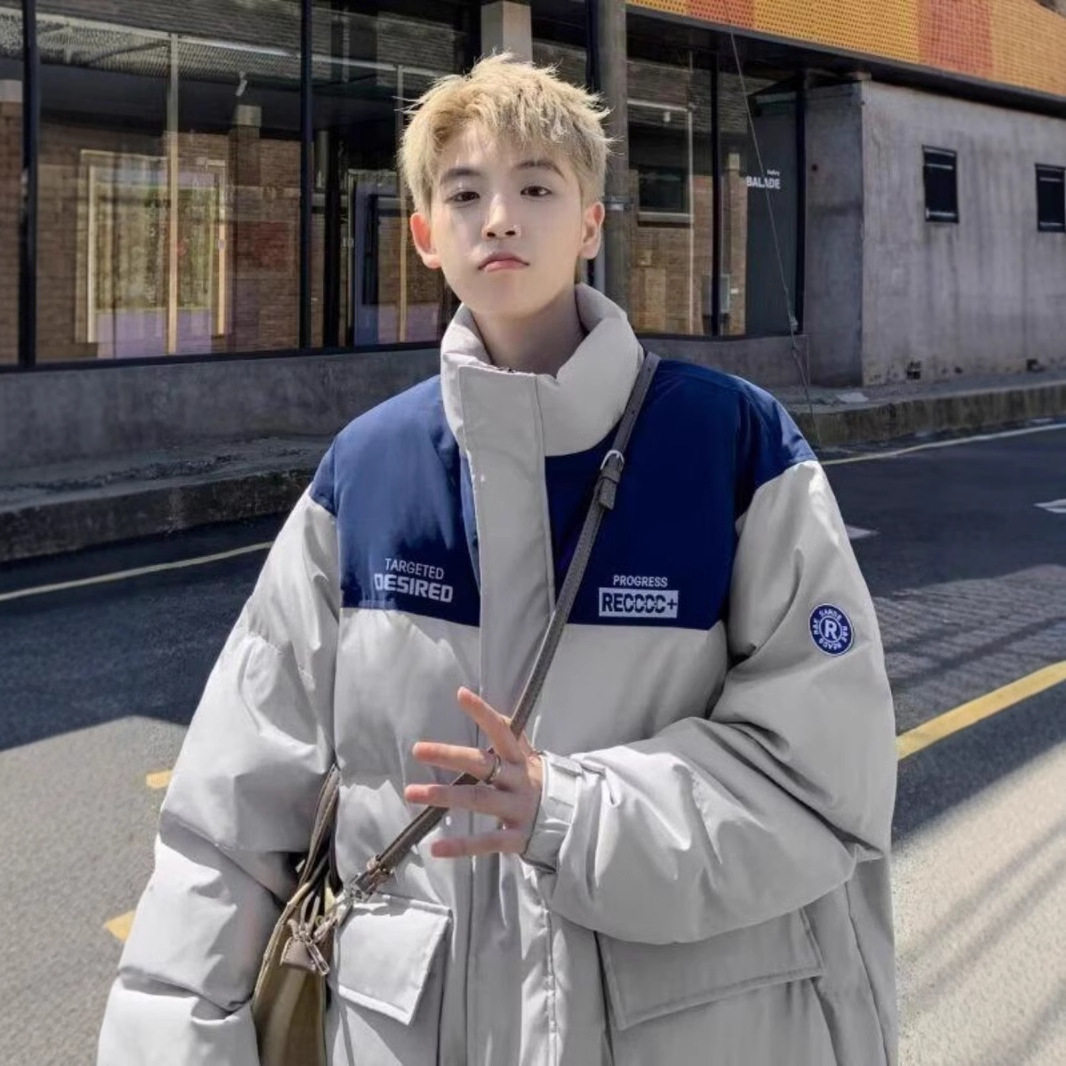 美式高街棉衣男士冬季加厚保暖潮牌撞色情侣款面包服痞帅立领棉服,男装,棉衣,淘宝优惠券,粉丝福利购,淘宝优惠卷