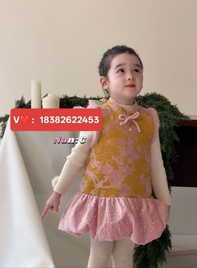 NanC 2025年秋冬新款儿童连衣裙女童红色加绒加厚公主裙子