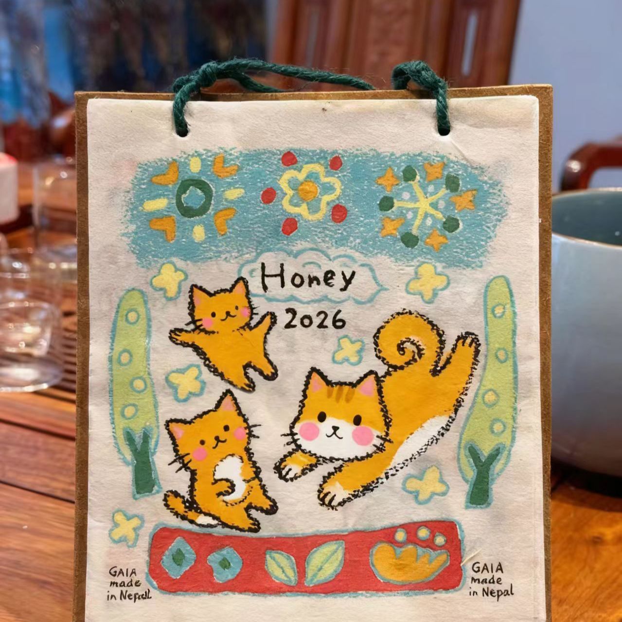 2026年尼泊尔日历小猫涂鸦插画