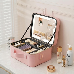 化妆包女外出便携式大容量2026新款可挂行李箱分区收纳旅行带镜子
