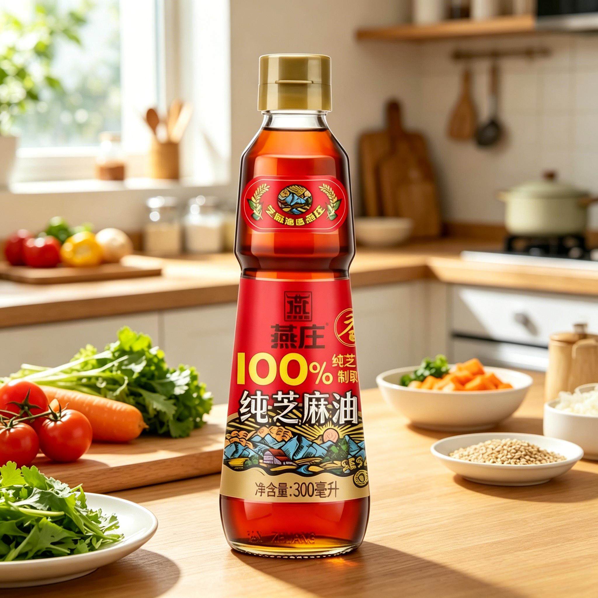 燕庄纯芝麻油家用凉拌煲汤提香火锅蘸料调味瓶装300ml图片