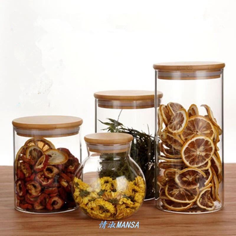 Wood cover Glass Canister Bamboo lid Heat Storage tank Storage Bottles Sauce pot Tea Jar Dried fruit cansin the Tableware , Tea set , Tea caddy  category - from Buy2taobao.com to provide professional Taobao agent buy service