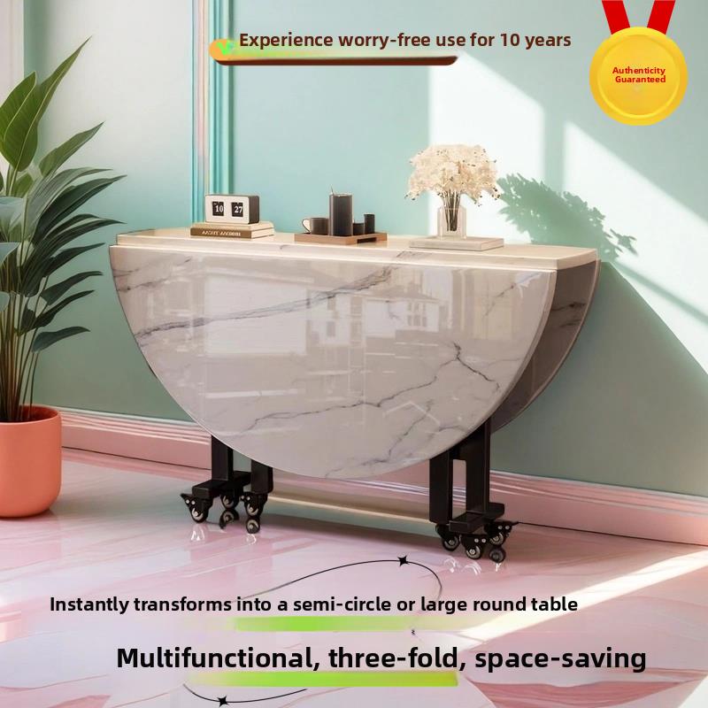 食堂圆桌大排档折叠桌可移动餐桌带轮桌子餐桌桌台客厅桌面实木