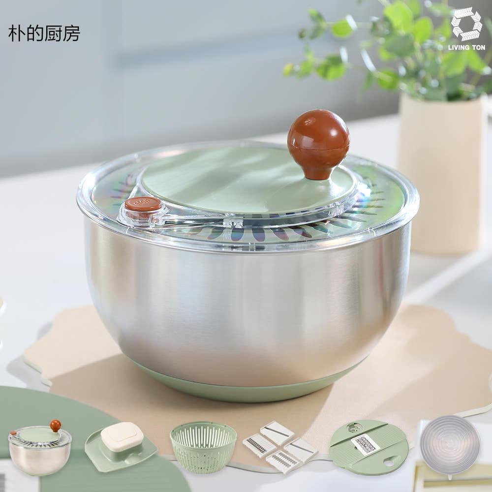 韩国家用不锈钢多功能切菜刨丝器擦土豆料理盆甩干沥水一体料理盆