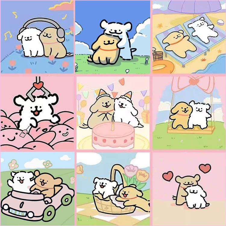 线条小狗十字绣满绣卧室小件儿童房卡通动漫2024新款手工线绣学生