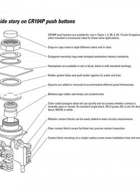 现货 PUSH BOTTONS按钮CR104PTY215311适用于机床服务单孔安装