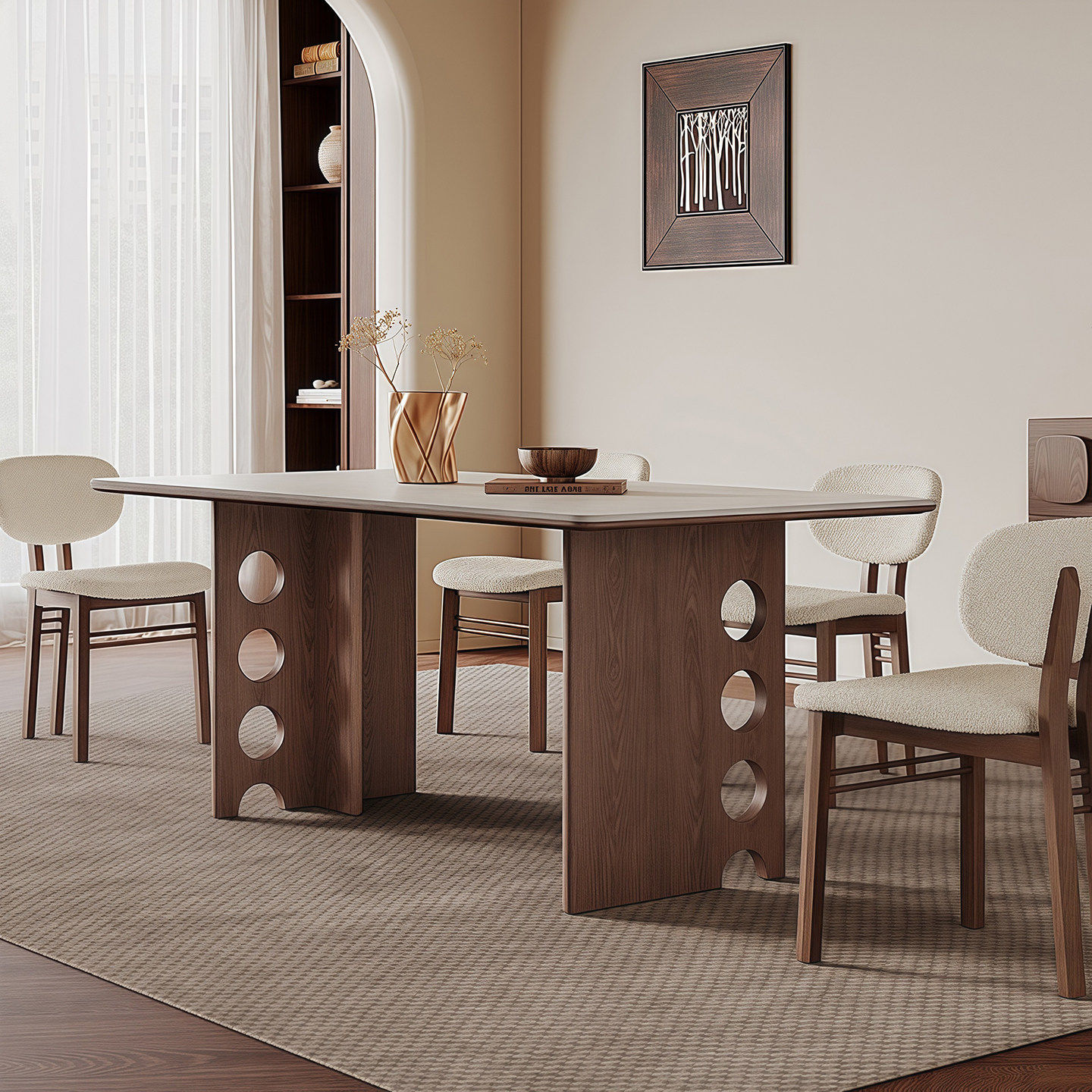 法式复古岩板餐桌家用小户型餐厅高级感2026款实木中古长方形方桌,住宅家具,实木餐桌,淘宝优惠券,粉丝福利购,淘宝优惠卷