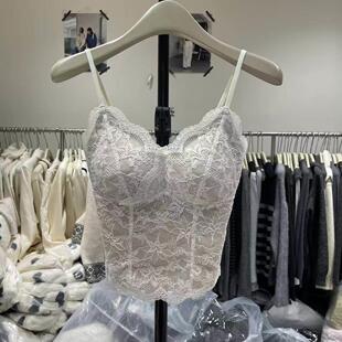 2026秋冬新款 打底 蕾丝磨毛带胸垫背心女内搭美背吊带文胸一体修身