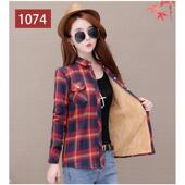 新款 加绒加厚保暖格子衬衫 大码 韩版 修身 冬季 棉长袖 2025新款 女韩版