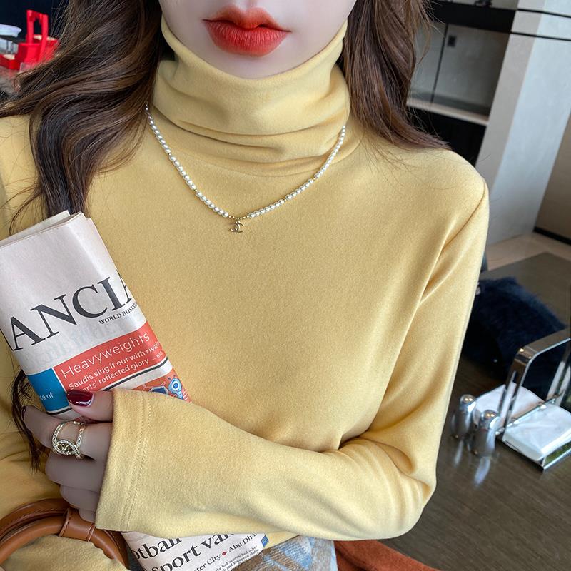 2025新款韩版高领德绒打底衫女秋冬保暖2025年新款加绒加厚高领长