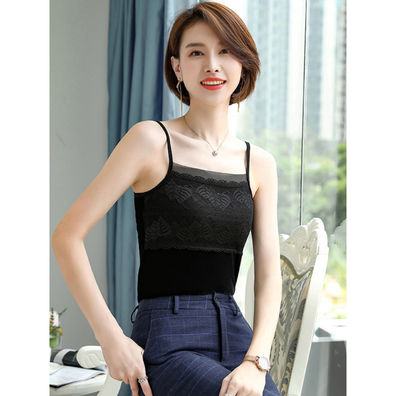 2025新款韩版网纱蕾丝莫代尔吊带背心女西装职业内搭打底气质性感