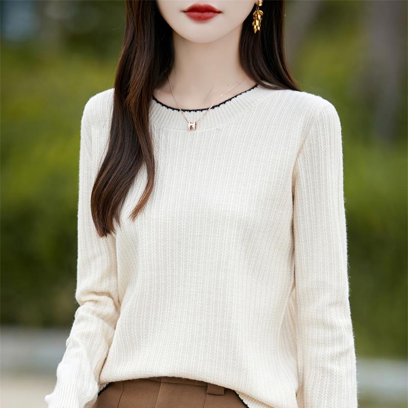 2025新款韩版圆领打底衫女2025春季新款款式内搭洋气针织上衣大码