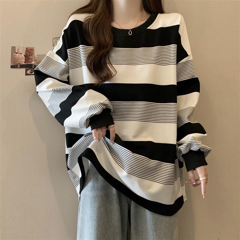 2025新款韩版美式复古oversize条纹卫衣女春秋季薄款宽松bf慵懒风