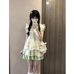 上衣小个子蛋糕半身裙 2025新款 韩版 两件套装 森系甜美设计感小飞袖