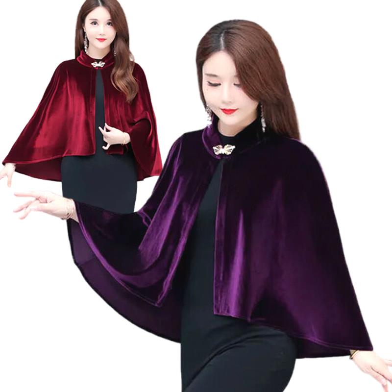 2025新款韩版高端女装外披肩短外套金丝绒配旗袍妈妈短款上衣外罩