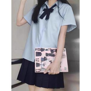 2025新款 藍色jk制服襯衫 女短袖 日韓系少女學生內搭小個子襯衣 韓版