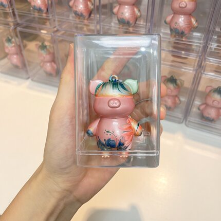 （小猪）迷你钥匙扣流体熊DIY塑料小摆件网红手工挂件同色随机发
